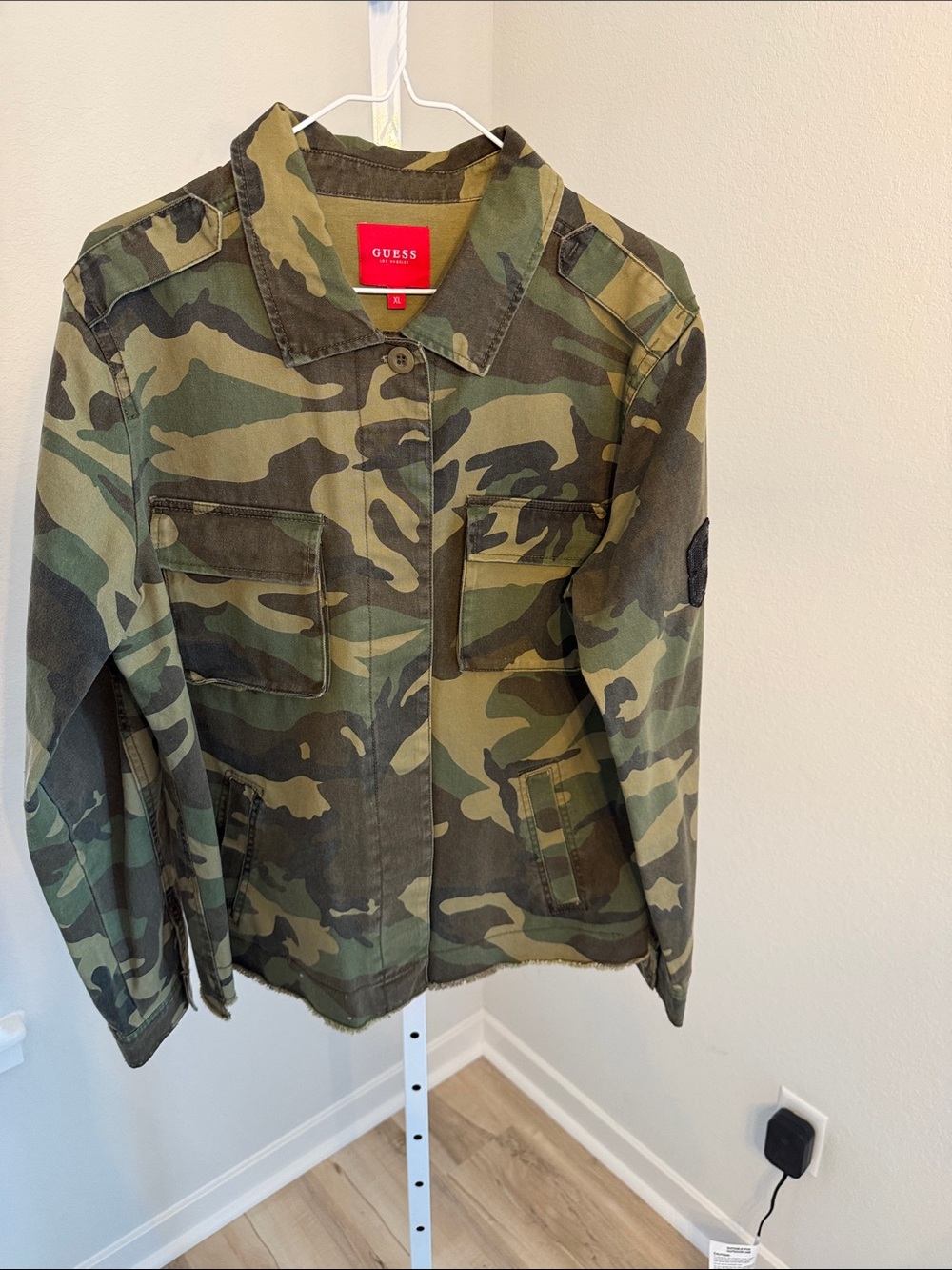 GUESS Camouflage Utility Jacket in Green and Brown